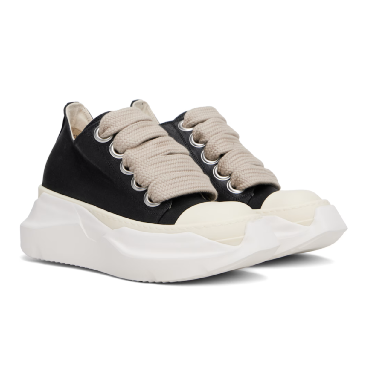 Rick Owens DRKSHDW Black Hollywood Jumbo Laces Abstract Low Sneakers