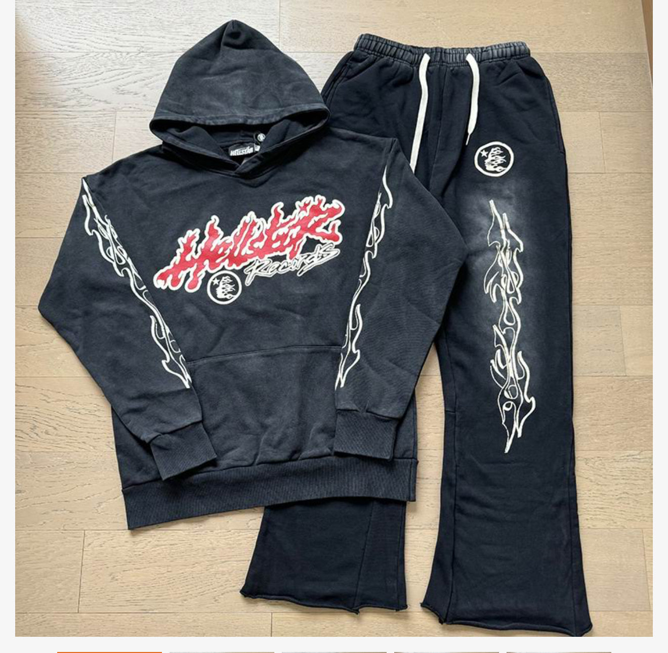 Hellstar Records Flame Sleeve Hoodie & Sweatpants Set – Black/Red