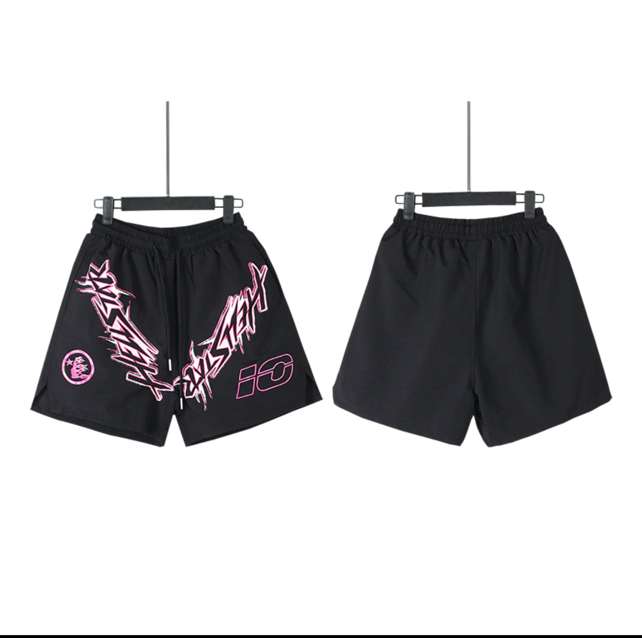 Hellstar Graffiti Logo Athletic Shorts – Black/Pink